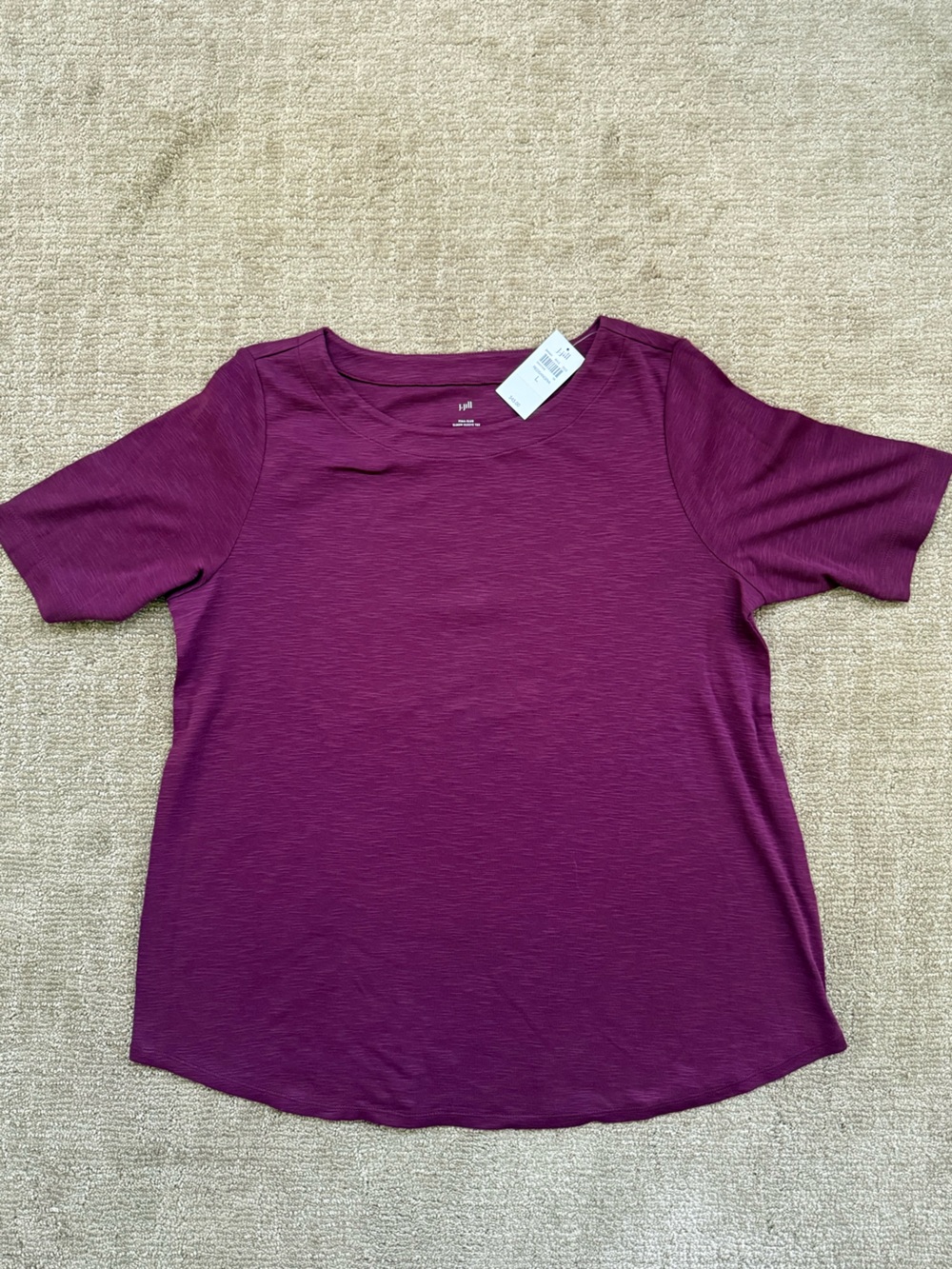 J Jill Puma Slub Elbow Length Short Sleeve Top in Berry Plum NWT size large
